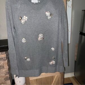 Calvin Klein Gray Sweater with Sparkling Accents